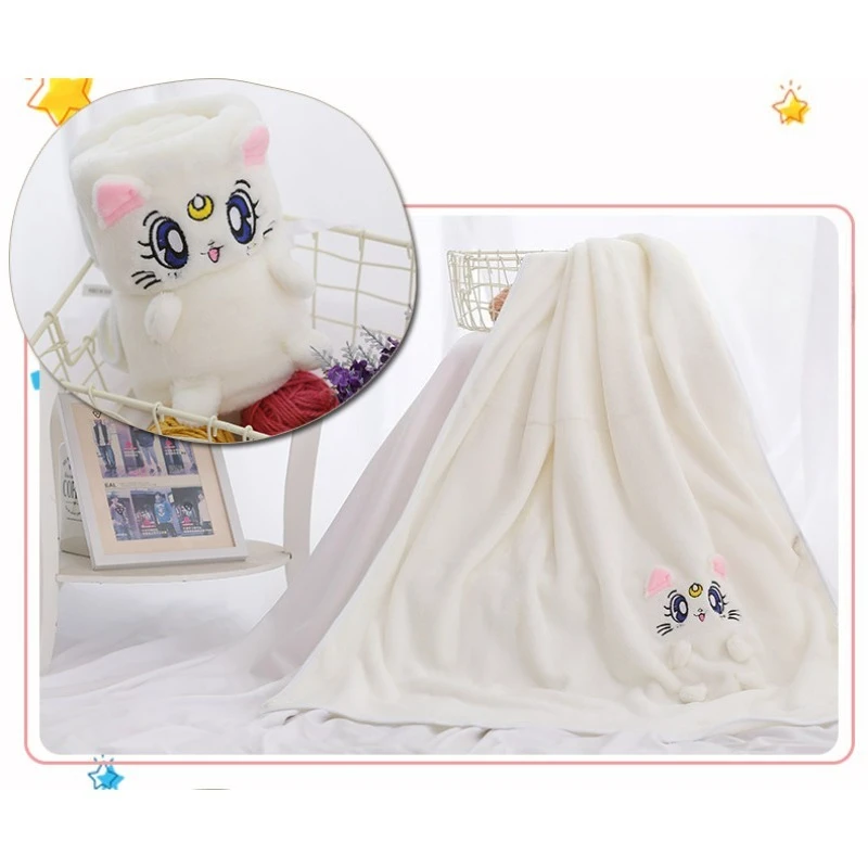 

Sailor Moon Cute Cartoon Animal Flannel Blanket Lightweight Air Conditioning Blanket Claw Machine Toy Festival Gift Decorative