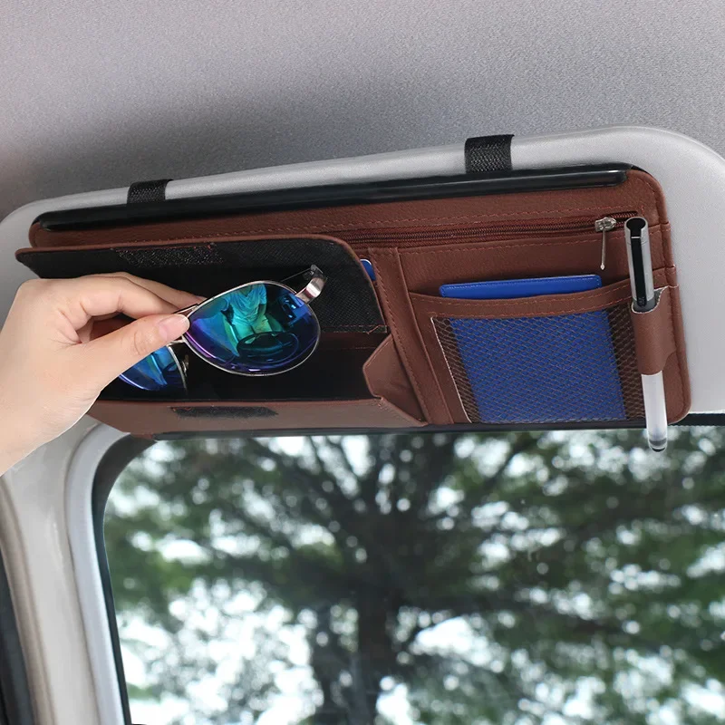 

Car Sun Visor Organizer Storage Bag Auto Sunglasses Bill Pen Card Holder Case Personal Car Accessories