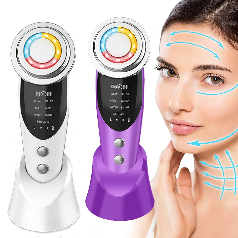 Appareil de Lifting du visage 7 en 1, EMS, microcourant, rajeunissement de la peau, masseur Facial, luminothérapie, Anti-vieillissement, Machine de beauté des rides
