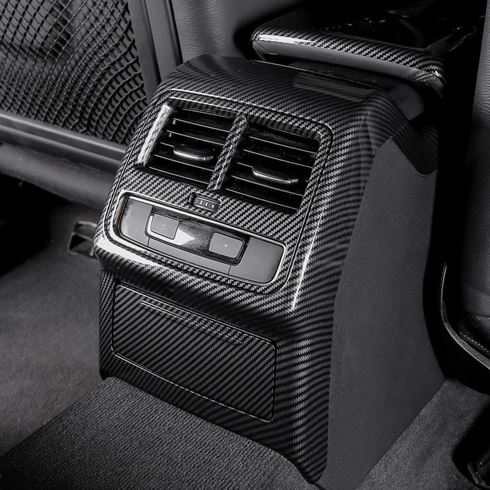 

For Audi A4 B9 17-19 A5 Car Rear Air Outlet Panel Sticker Cigarette Lighter Decor Carbon Fiber Frame Cover Interior Accessories