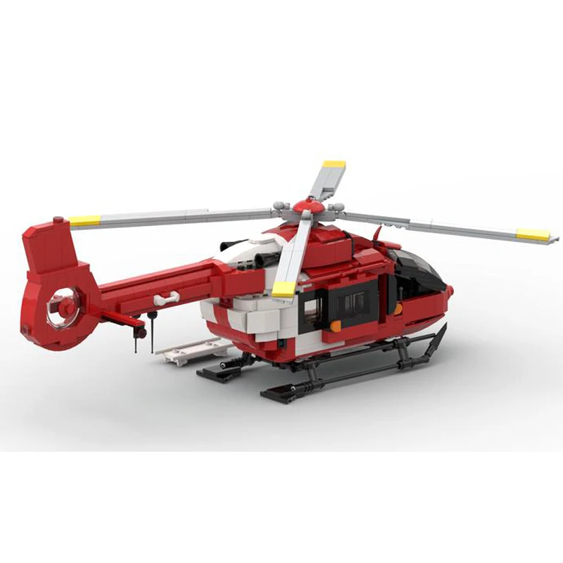 Moc Building Blocks City Helicopter EC H145 REGA Aircraft Spaceship Model DIY Assembly Creative Technology Bricks Xmas Toys Gift