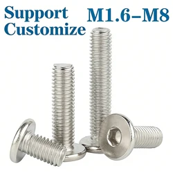 5-50pcs M1.6 M2-M8 304 Stainless Steel Hex Hexagon Socket Ultra Thin Flat Wafer Allen Head Bolt Screw Support Customize