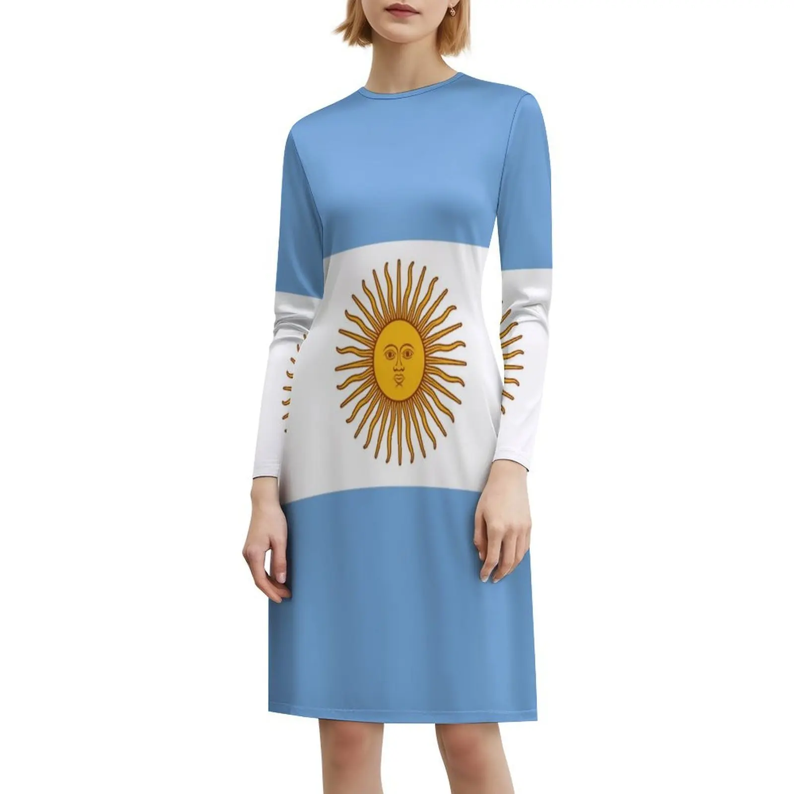 Argentine-Argentinien T-Shirt couette autocollant robe smockée florale pour les femmes printemps été tenue décontractée pour la fête argentine