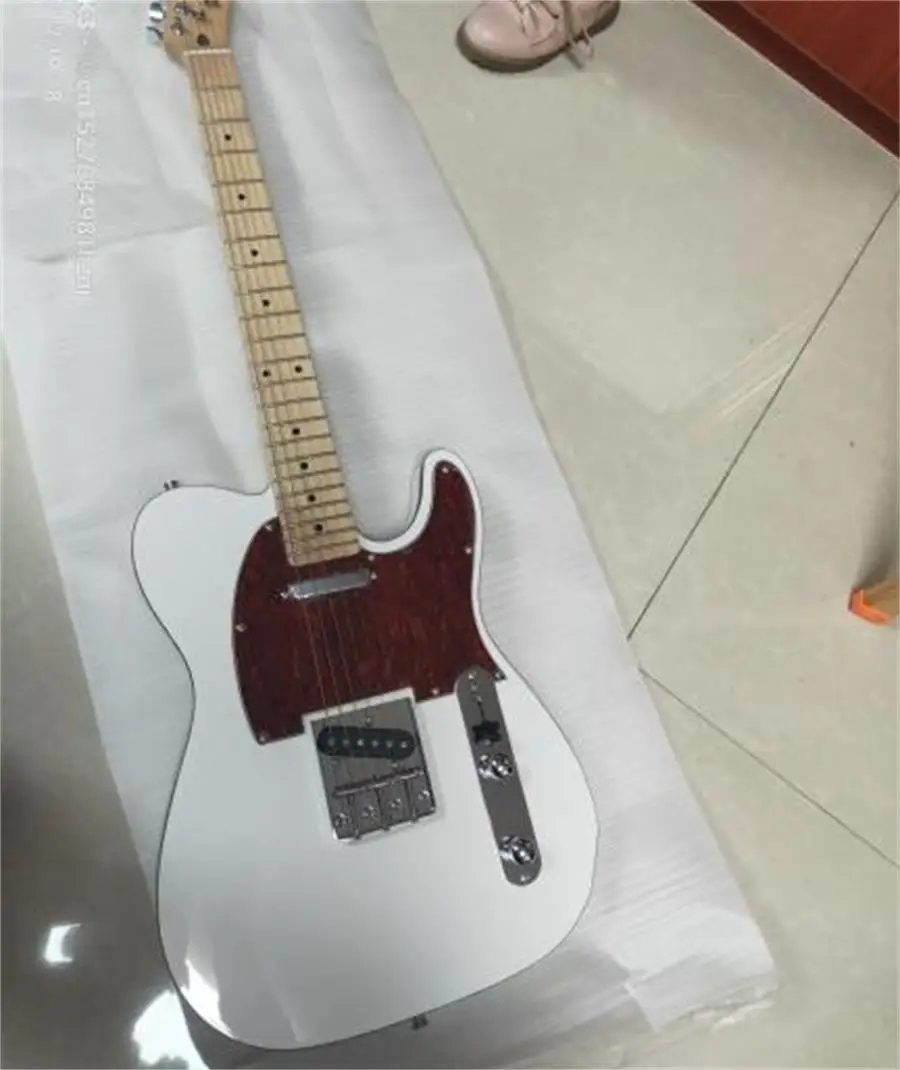 Classic style Thai electric guitar, white body, color wrap, free shipping