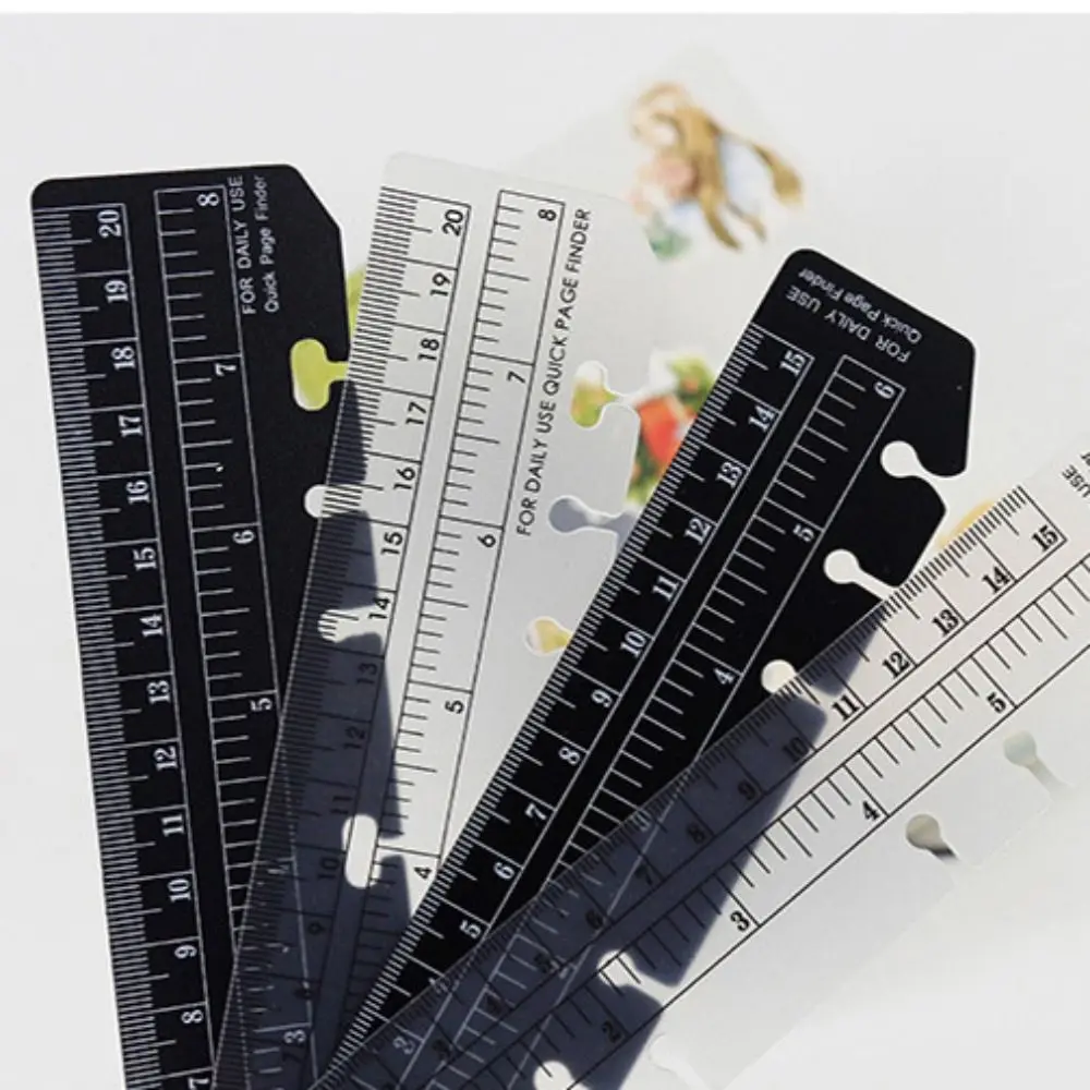 PVC Loose-leaf Notebook Bookmark Multi-Function Transparent Separator Page Bookmark Ruler Soft Black 6-Hole Scale Ruler A6