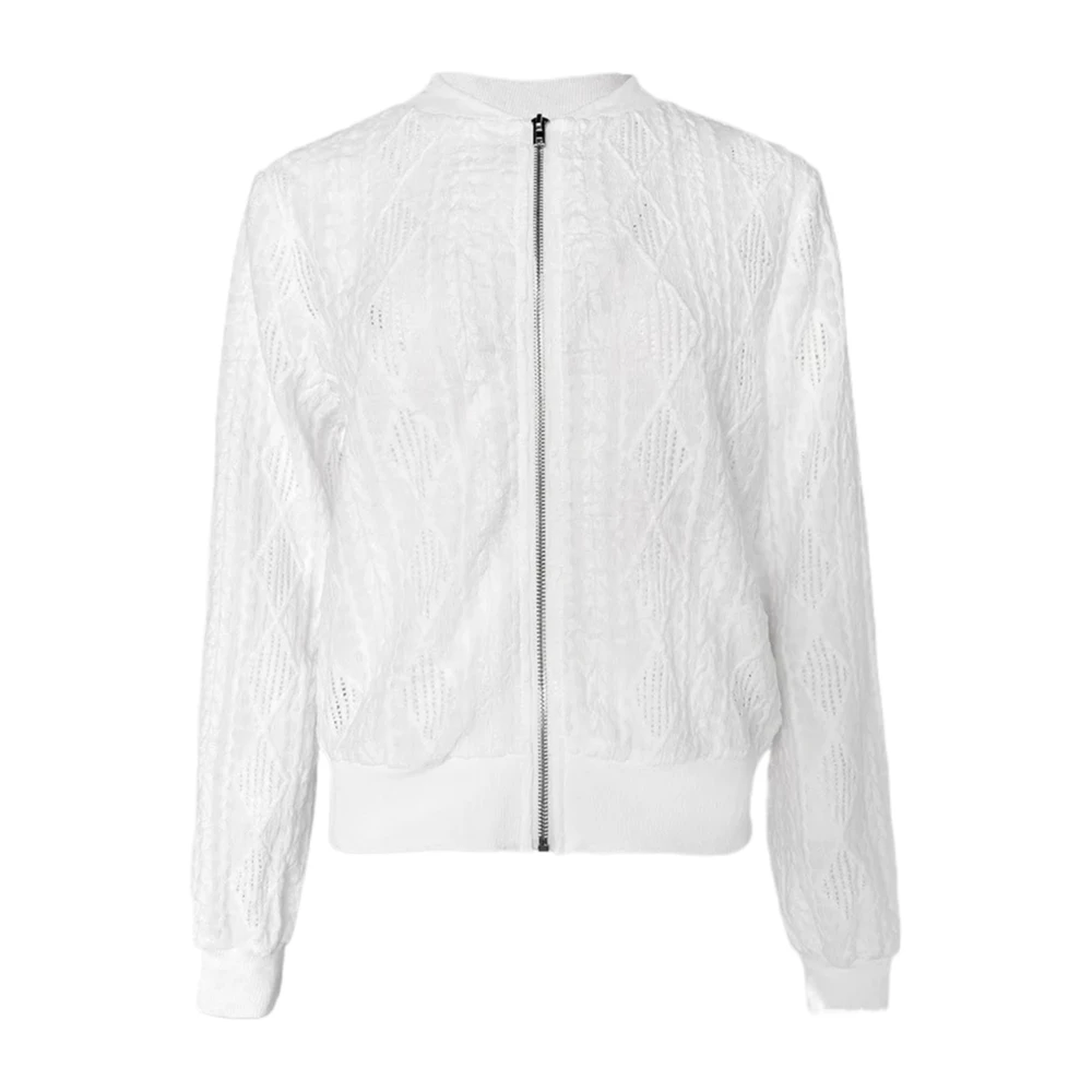 

Baseball Coat Jackets Casual Baseball Jacket Women Summer Hollow-out Lightweight Zip Up Bomber Jacket Outwear