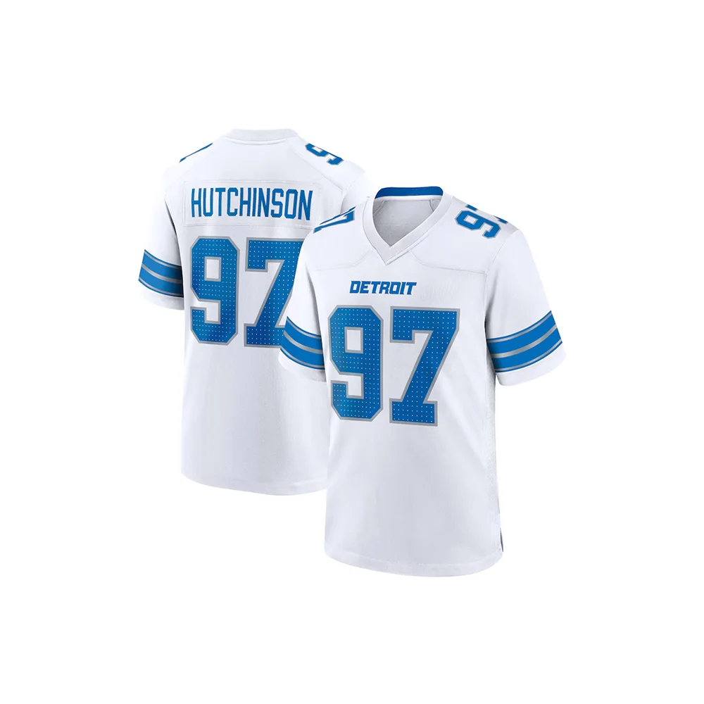 24-25 Adult Detroit American Football Jersey Rugby Jersey Sportswear Training Jersey T-shirt Hutchinson Lions 97 Number