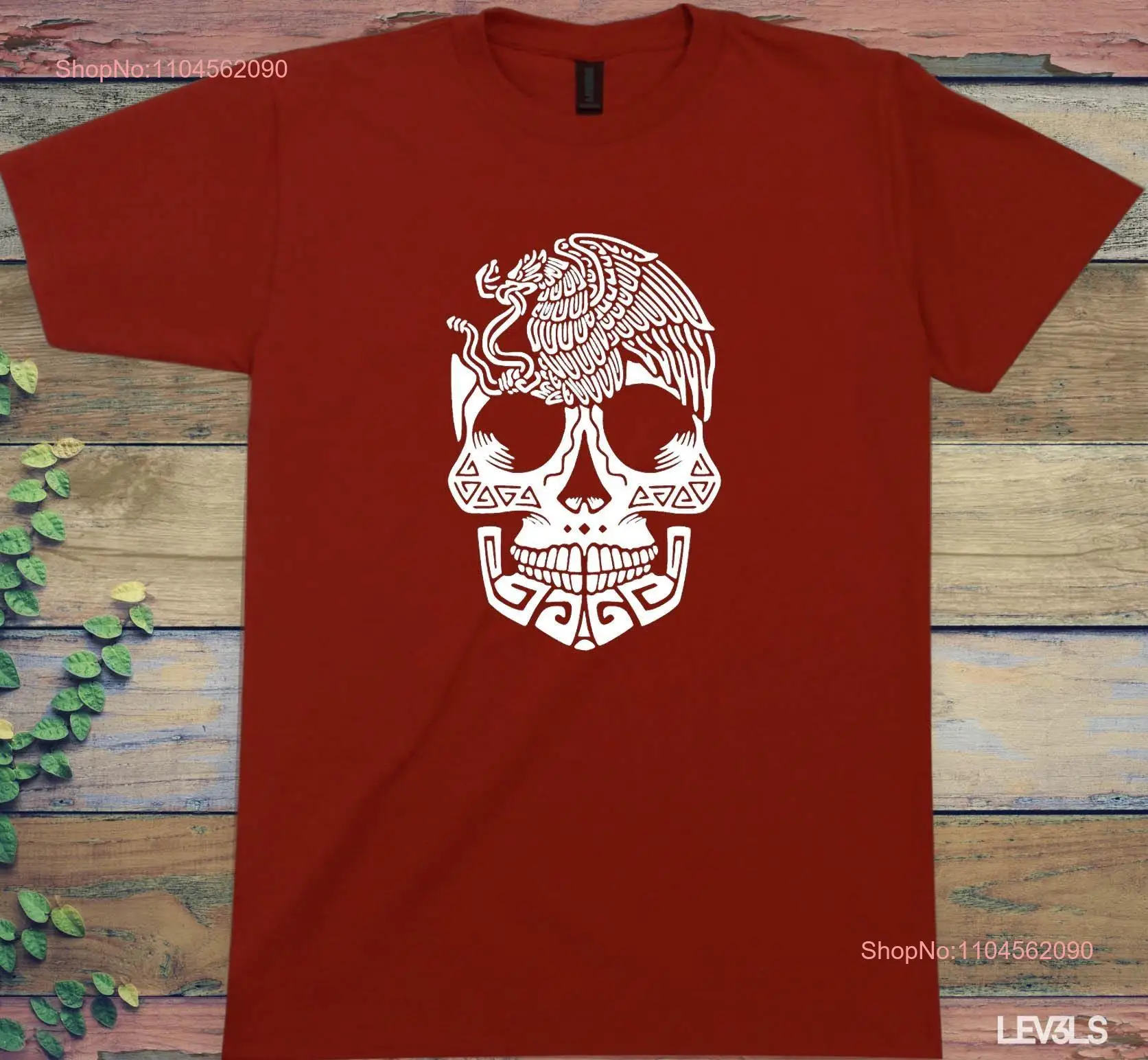 Aztec Skull Art T Shirt Calaca Mexicana La Muerte Viva Mexico long or short sleeves