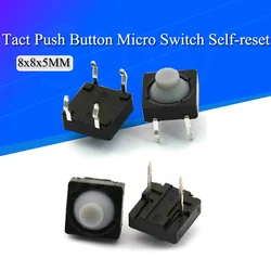 20pcs/lot 8x8x5MM 4PIN/2PIN Conductive Silicone Soundless Tactile Tact Push Button Micro Switch Self-reset