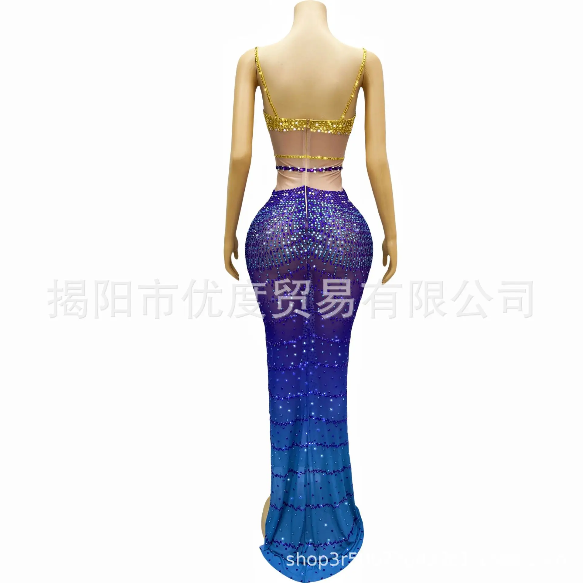 تنورة بحمالات من حجر الراين المتخصصة لحفلات الكوكتيل وحفلات أعياد الميلاد وحفلات السجادة الحمراء فستان طويل من الخزامى فيستدو دي فيستا