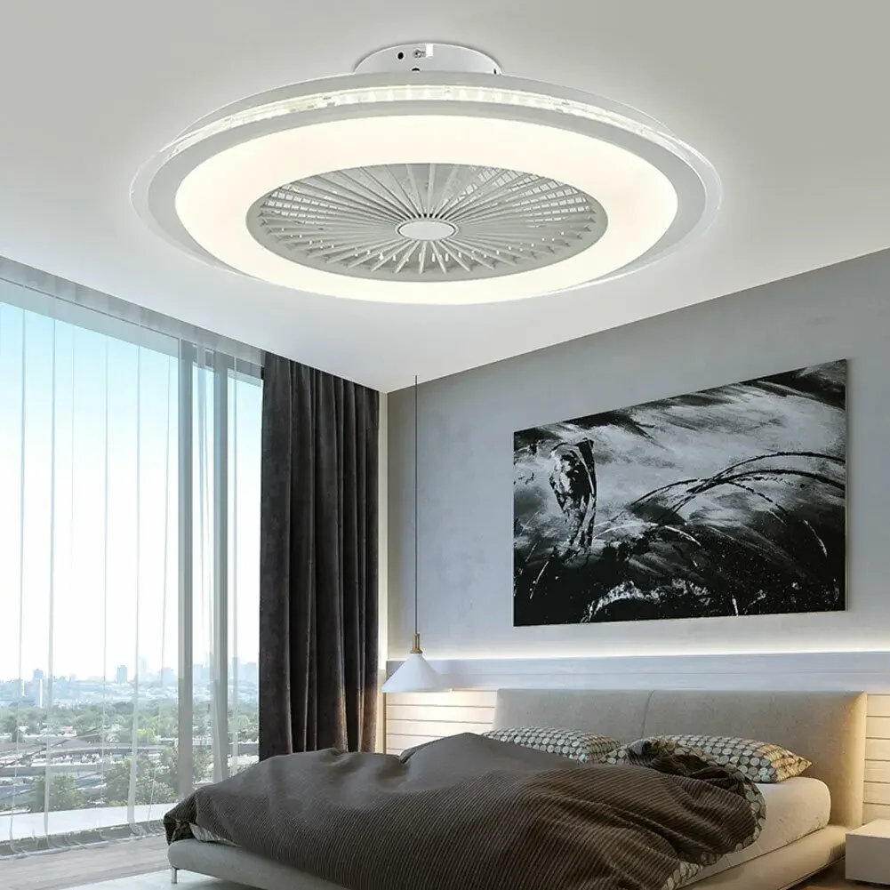 New LOYALHEARTD Modern LED Ceiling Fan Light Bedroom Chandelier Pendant Lamp Fixture With Remote Control