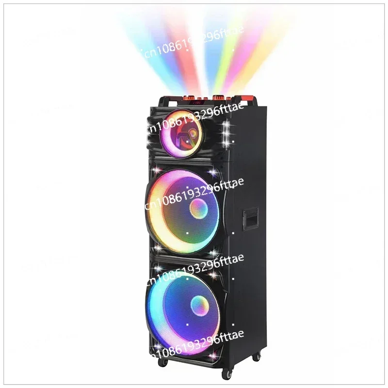 NDR-1526 Double 15 Inch Bass 100 Watt Big Power Trolley Speaker USB/TF/FM/TWS/Remote Control/ Wireless Mic Outdoor