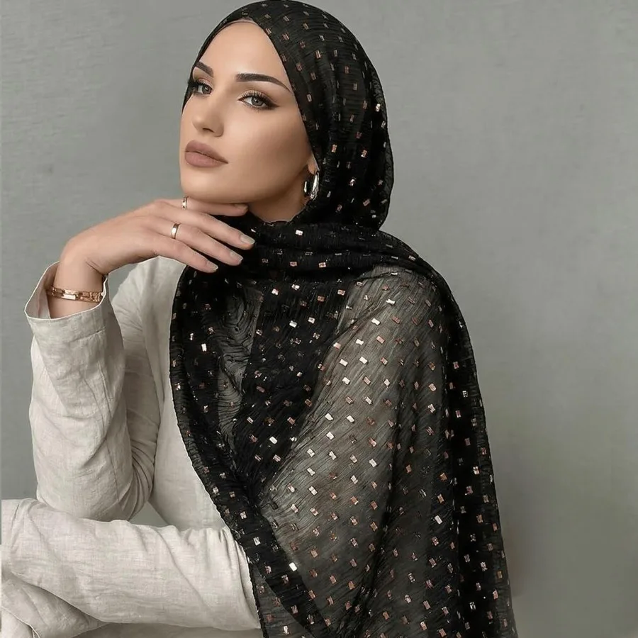 

light luxury flash film bag headscarf, Muslim women's dress, gauze outside the dinner party, holiday beach sunscreen, versatile and multi-purpose, long scarf