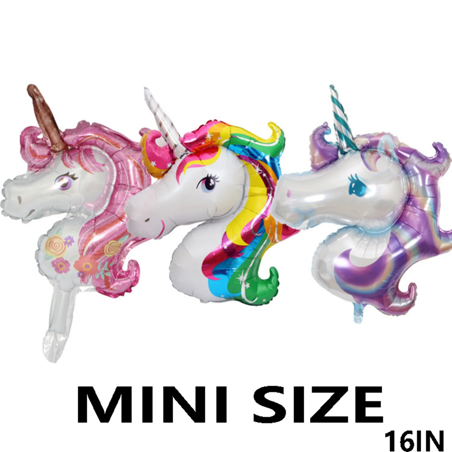 3pcs/set 16in pink, colorful purple mini cute unicorn balloons