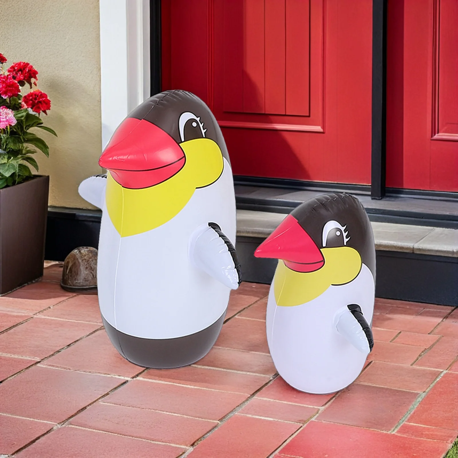 Pinguino gonfiabile in PVC da 3 pezzi con base oscillante - Simpatico personaggio dei cartoni animati per giochi all'aperto Colori coinvolgenti Attività fantastica per bambini