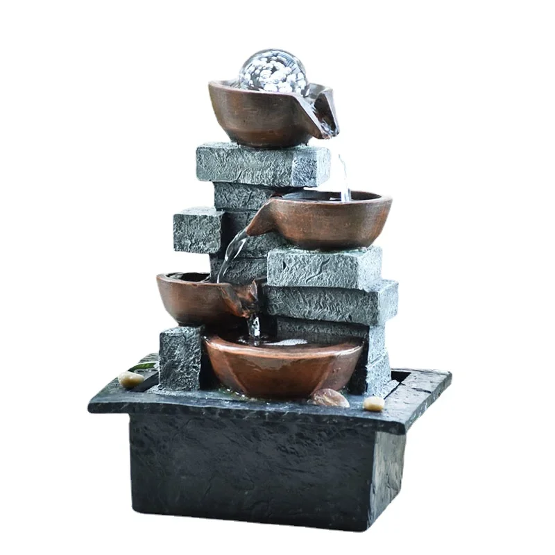 

Indoor Rockery Fountain Relaxation Waterfall Feature Feng Shui Desktop Decor Water Sound Table Ornament Home Crafts