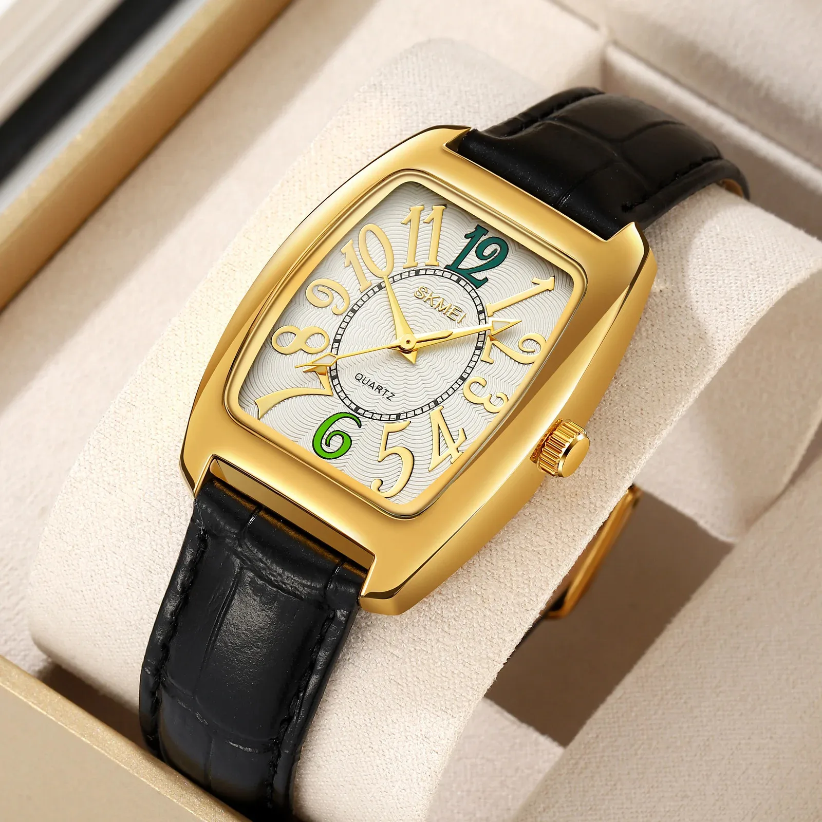 Casual Pelle SKMEI 2254 Uomo Quarzo BusinWoman Personalità impermeabile