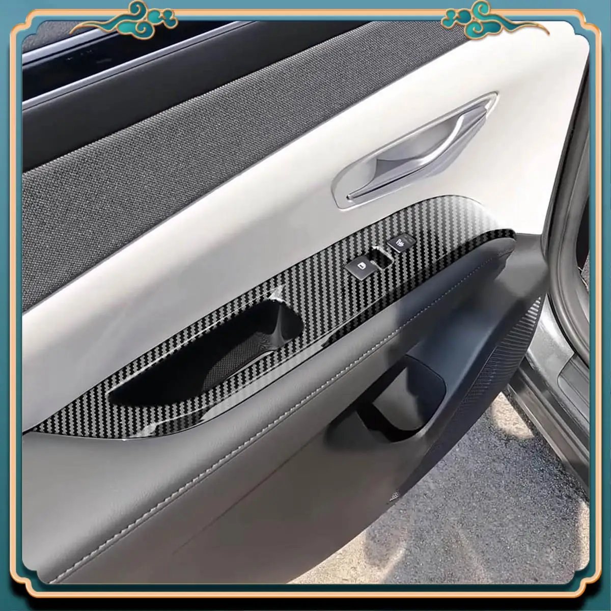 

Latest 1 Set Car Carbon Fiber Door Armrest Panel Cover Trim For Hyundai Tucson 2022 2023 US Version