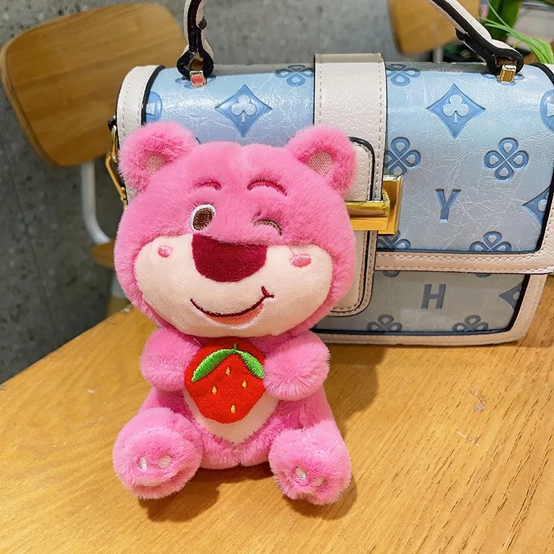 Disney Strawberry Bear Hug Doll Plush Backpack Hanging Keychain Pendant Best Birthday Gift Christmas Gift for Girls