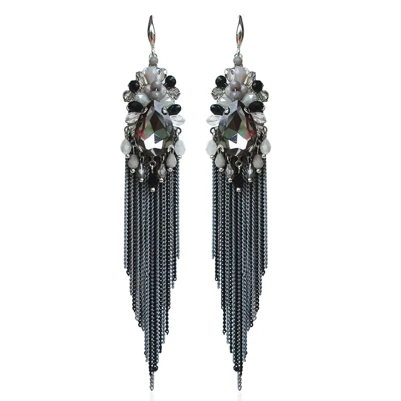 S925 Silver Ear Hook Bohemian Long Earrings Ethnic Handmade Woven Tassels Personalized Fairy Earrings for Women