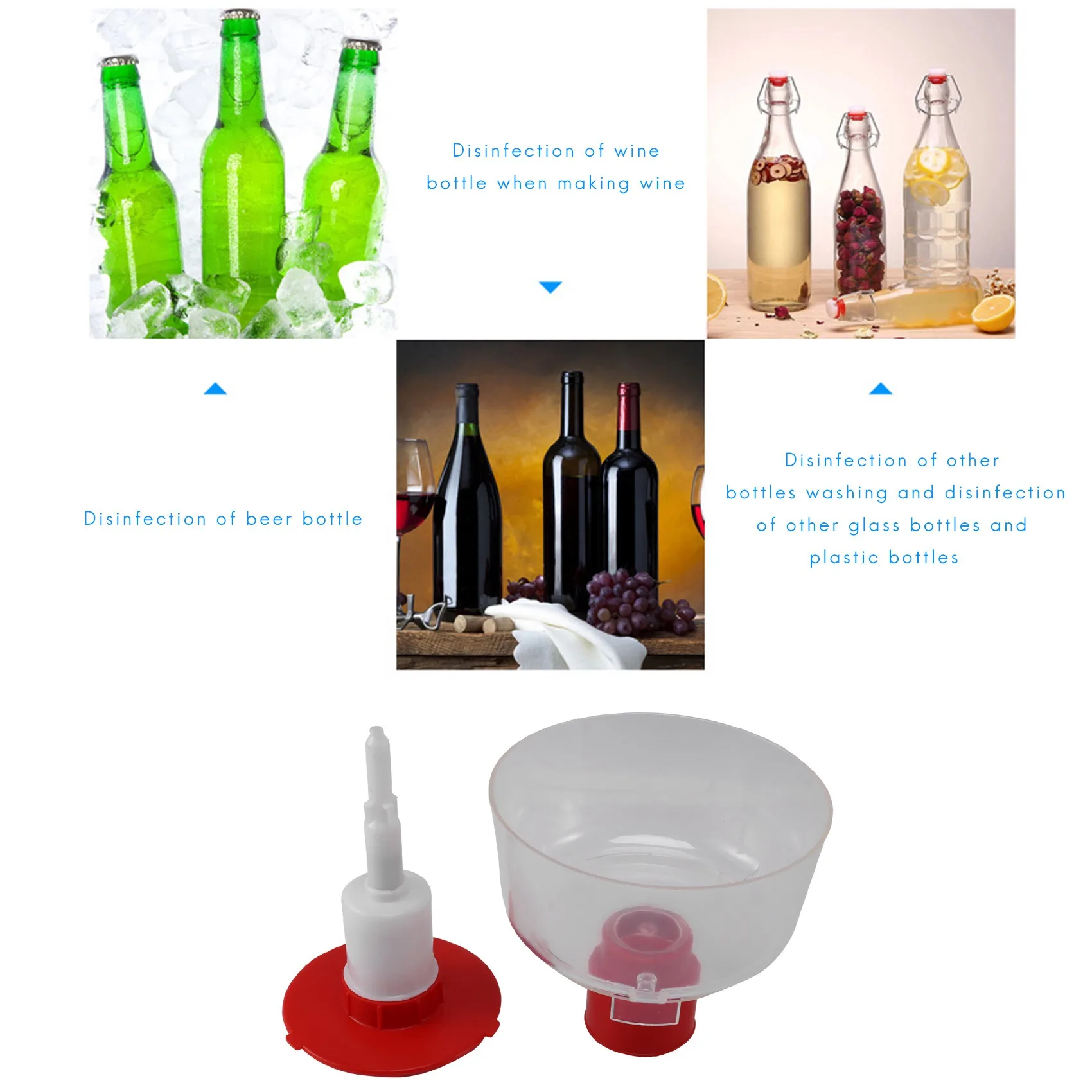 Adaptador esterilizador para botellas de vino, enjuagador para cerveza casera, herramientas de cocina, laboratorio, Bar