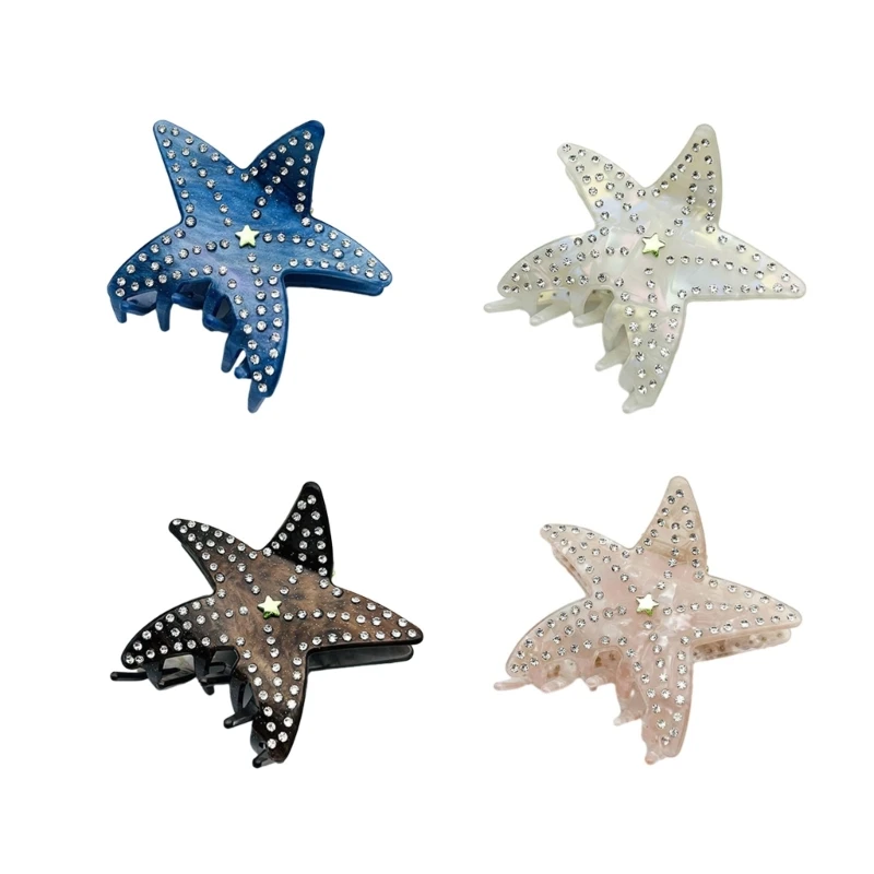 Rhinestone Starfish Shape Woman Teens Hair Ponytail Hair Claw Delicate Hair Clip Anti-slip Taking Photo Hair Accessories