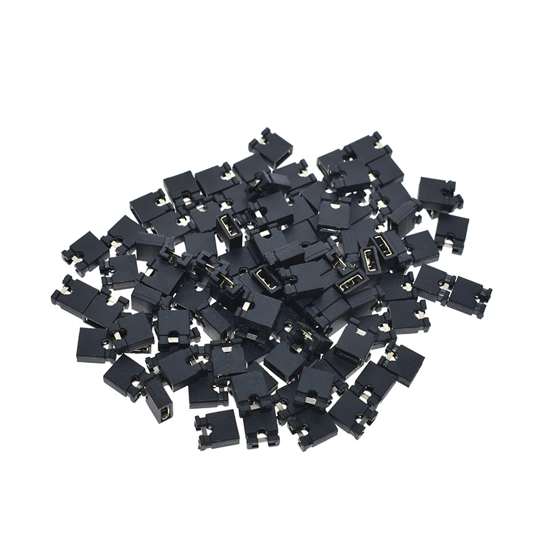AEAK 100PCS Pitch jumper shorted cap & Headers & Wire Housings 2.54MM SHUNT Black yellow white green red blue