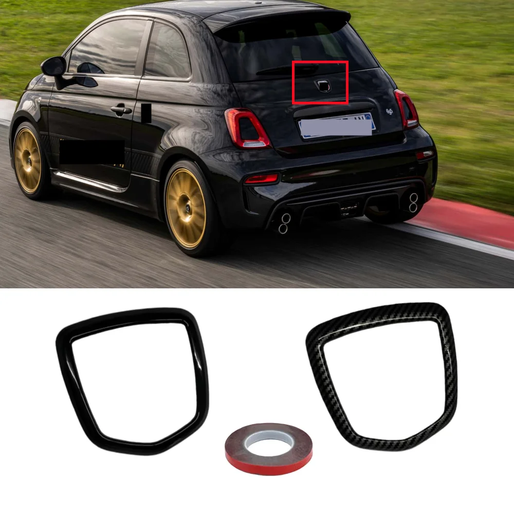 

Rear Car Logo Emblem Badge Ring Cover Trim Decoration ABS Fit for Abarth 595 695 2017-2025 Exterior Accessories