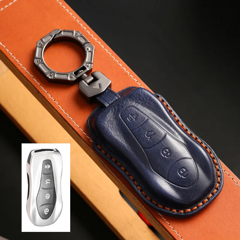 4 Bottons Leather Key Case Cover Fob for For Geely Azkarra Tugella FY11 2019 2020 Atlas Pro Emgrand GS X6 SUV EC7 Accessories