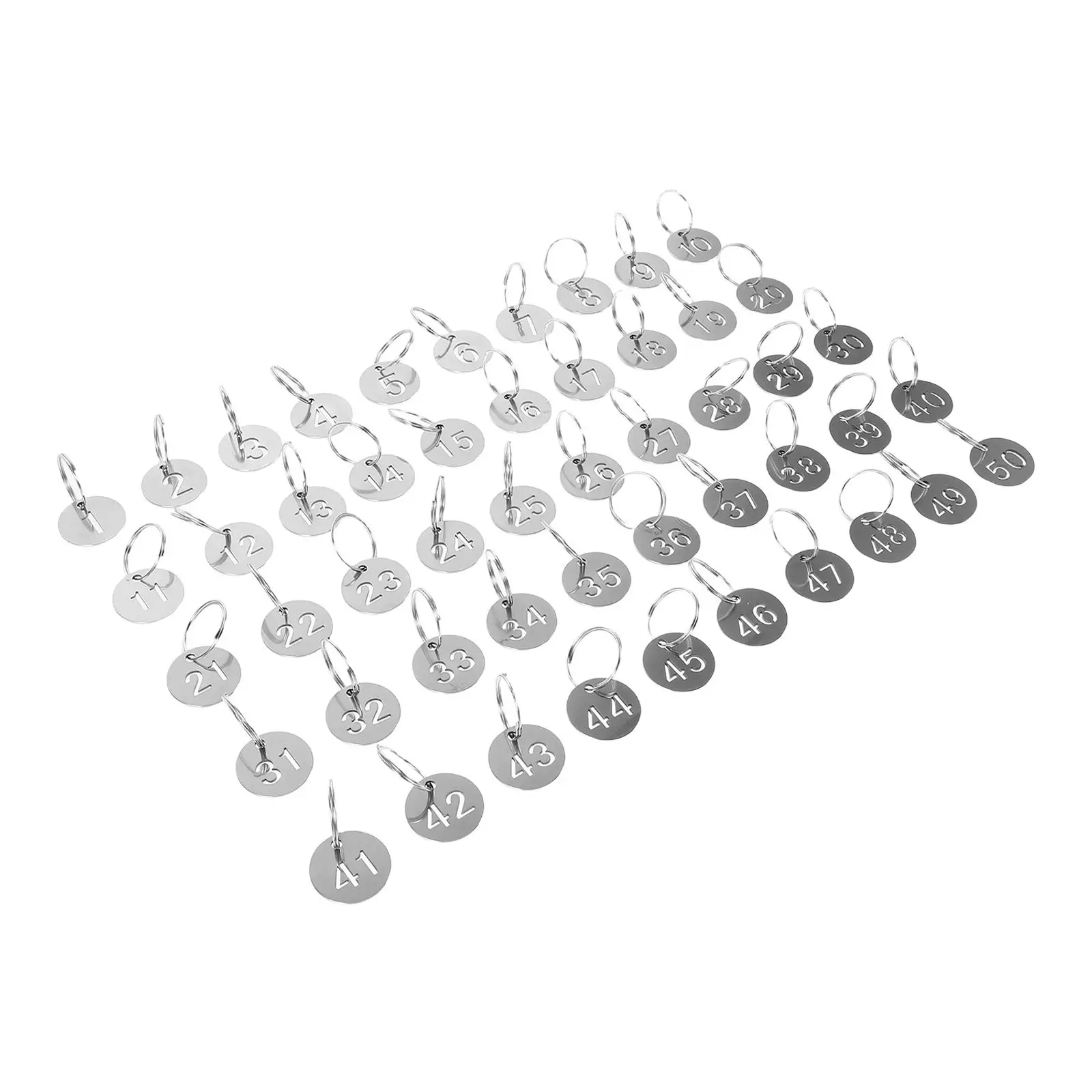 50Pcs Metal Stainless Steel Id Tags For Key Management Security Team Hollow Number Round Numbered Cabinet