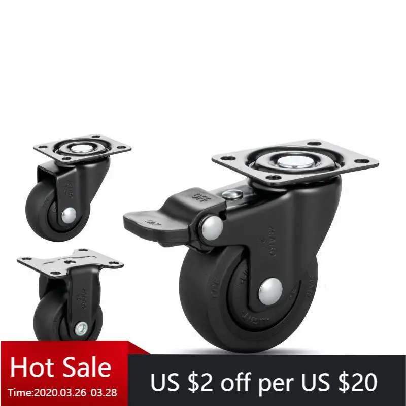 

4 Pcs 1/1.25/1.5/2 Inch Black Furniture Casters, Universal Silent Rubber Wheels For Smooth Rolling