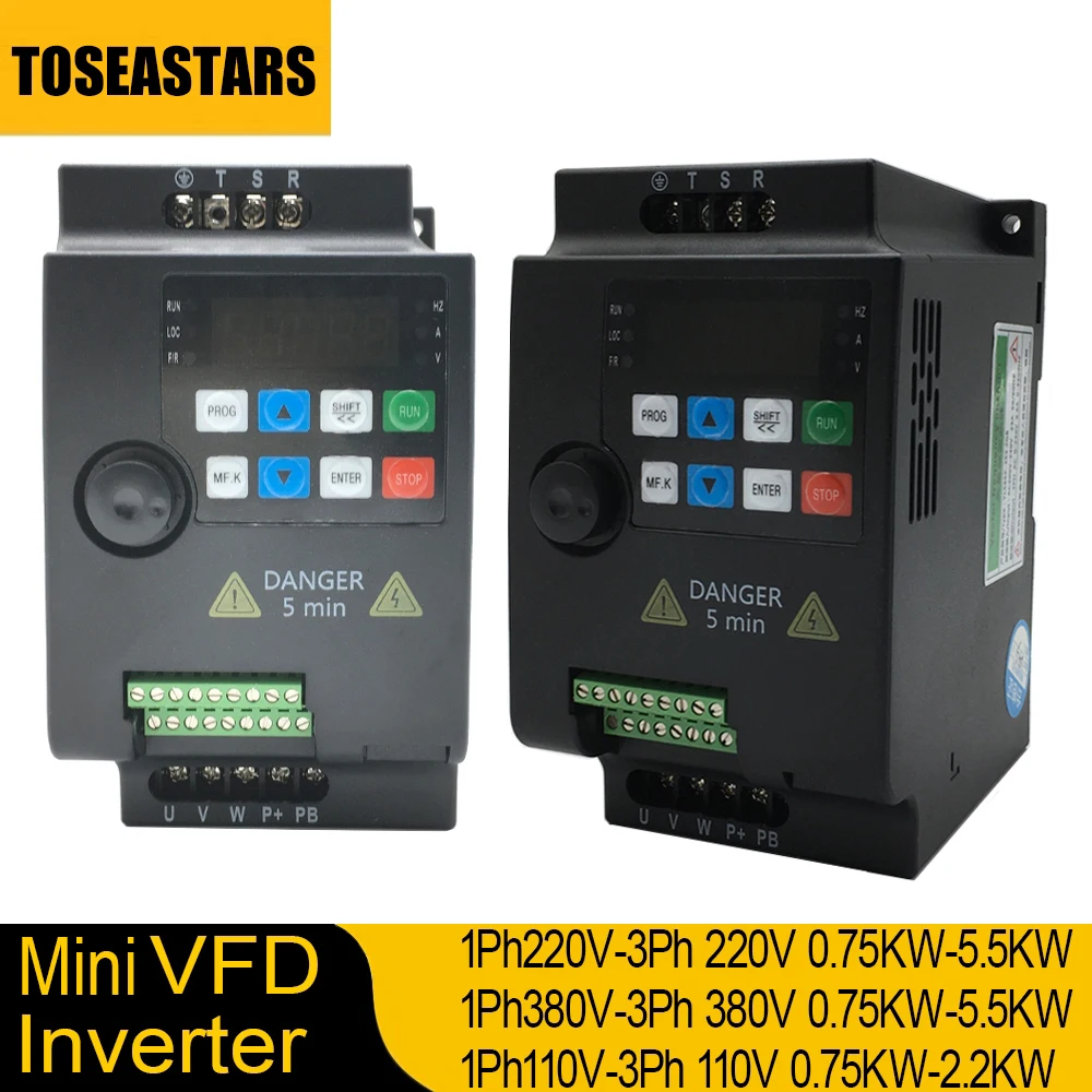 

220V 380V 110V VFD Variable Frequency Drive Vector Control Converter Inverter 0.75 1.5 2.2 3.7 5.5 KW Motor Speed Controller