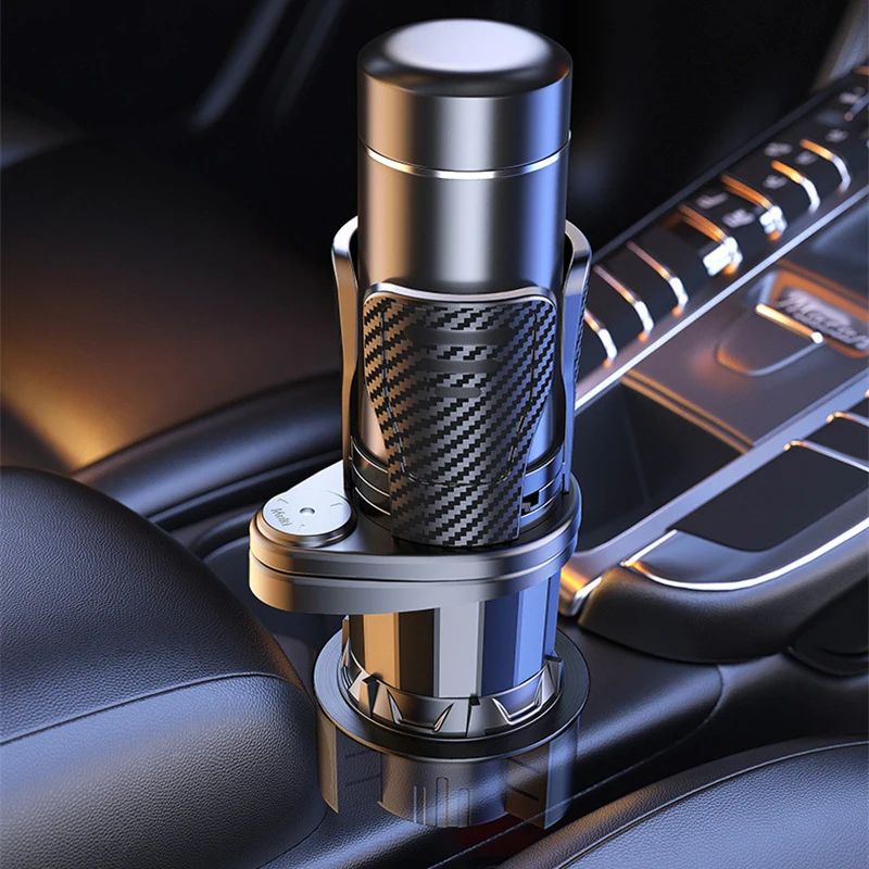 2 in 1 Car Dual Cup Holder Expander Adapter 360° Rotation Large Water Cup Holder Adjustable 6.6-16cm Suit for Drink Coffee Snack