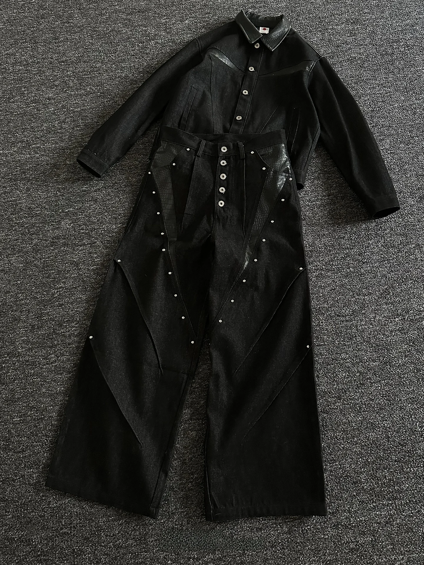 

Rise Brand Men's Bla Original Jeans High Street Straight Leg Casual Pants Soft ell Rivet Design Cotton Denim Non-Stretch