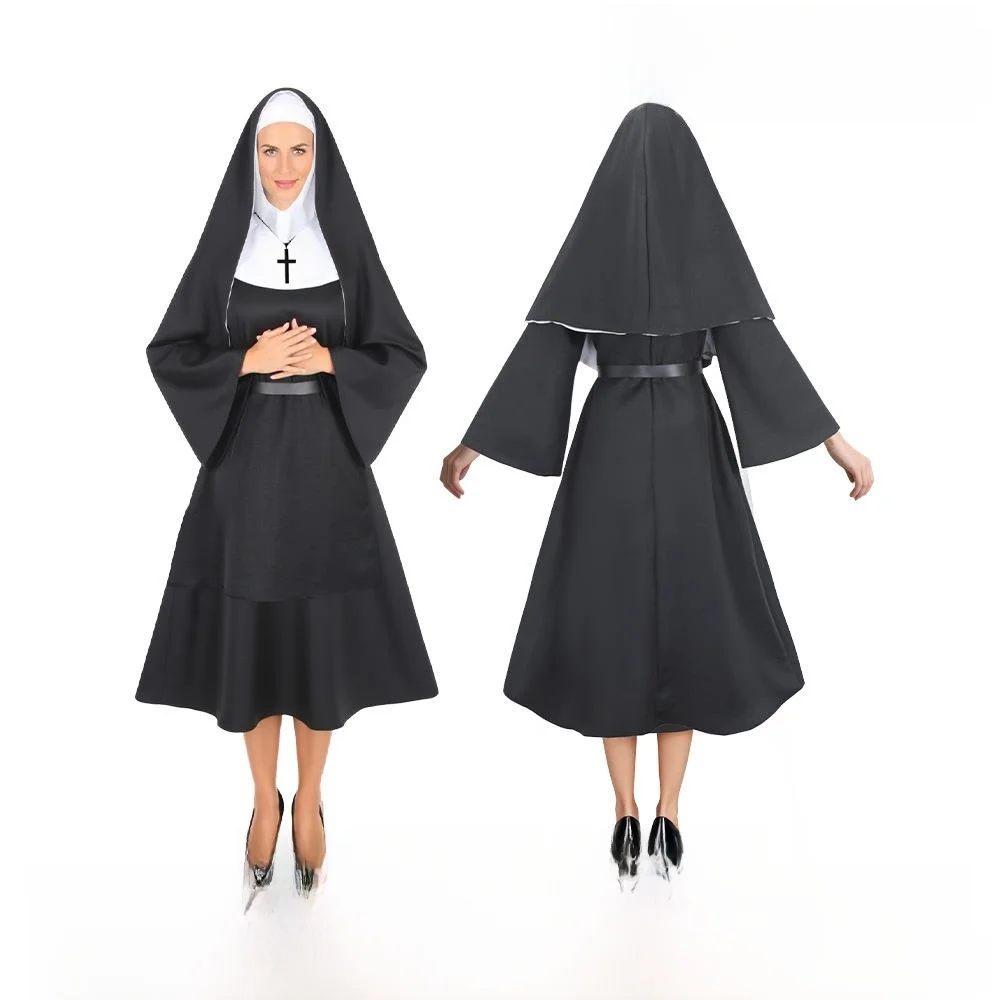 

Головной убор монахини на Хэллоуин, головной убор, душа, косплей, халат священника, костюм для выступлений, женская традиционная этническая сценическая одежда