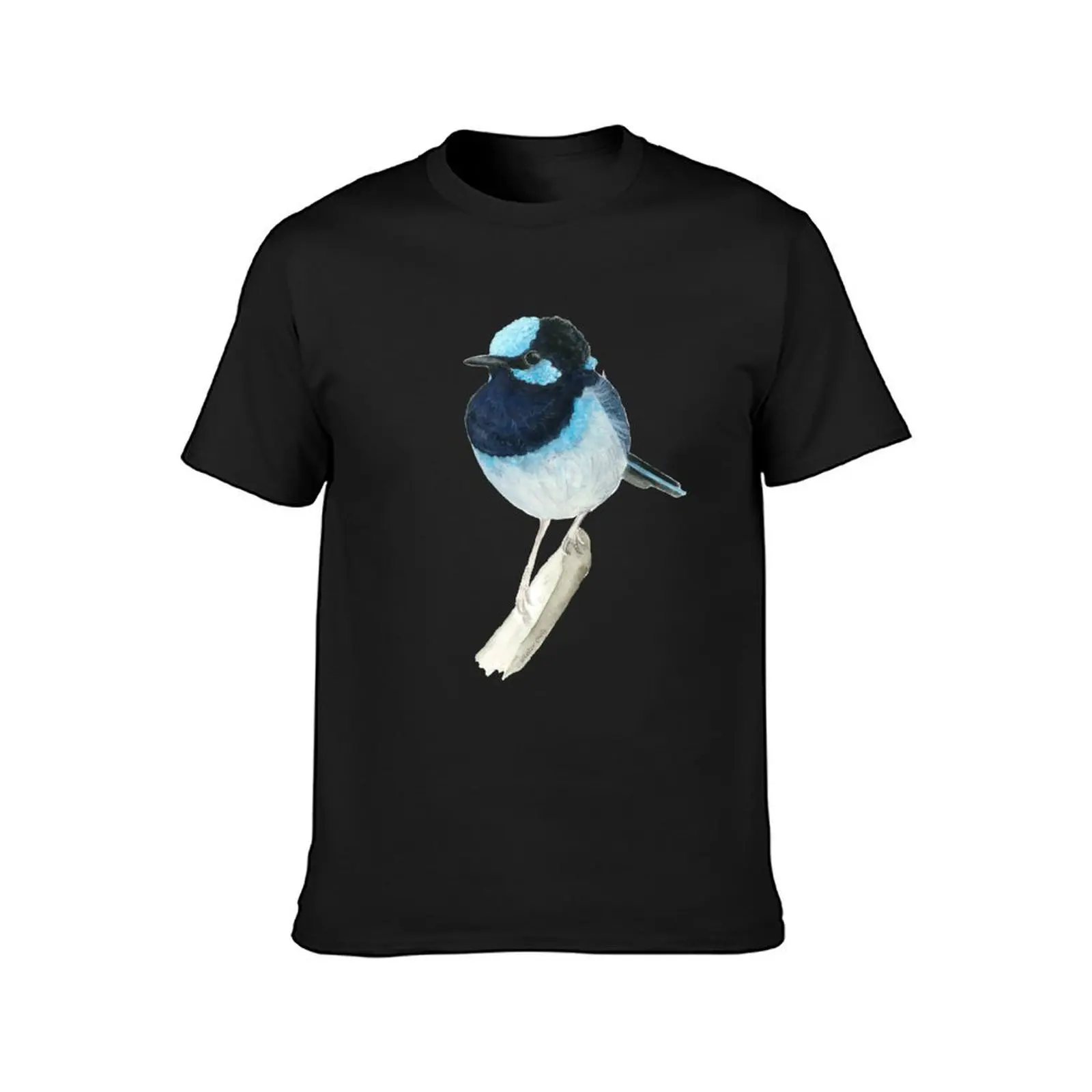 Superb Blue Fairy Wren, Australian Native Bird Watercolour T-Shirt customs design your own heavyweights t shirts for men pack