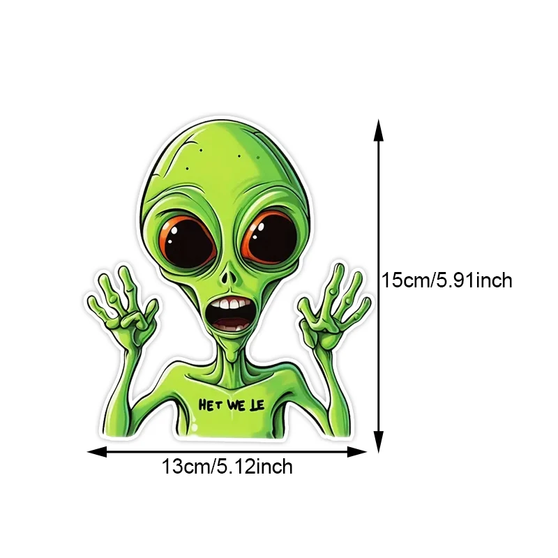 TM82# 13x15cm 1pc Make Your Car Out Of This World With Our Alien Car Sticker - Suitable For All Vehicles, Motorcycles