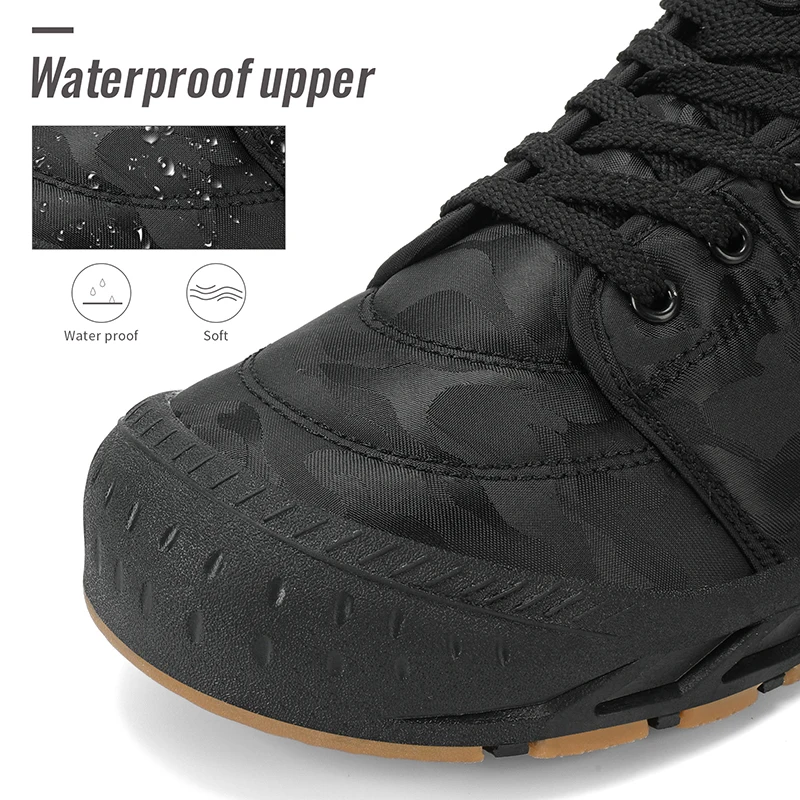 Men Waterproof Ankle Boots Winter Warm Plush Snow Boots Men Outdoor Sneakers Work Boots Male Rubber Winter Men\'s Boots Big Size