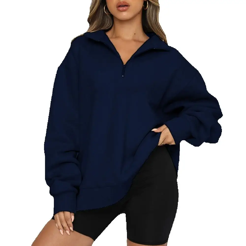 

New Casual Fashion Sweatshirts Plus Velvet Tops Loose Pullover Pocketless Long Sleeves Sweatshirts European And American