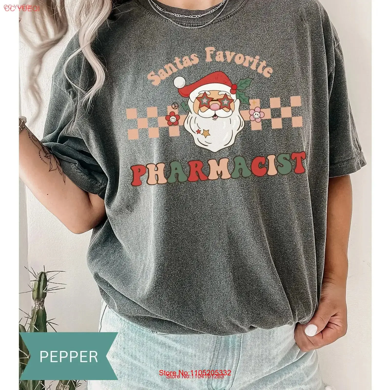 Santa's Favorite PharmacisT T Shirt Funny Christmas Pharmacy Group School Graduation s vintage Washed Stylish Comfortable