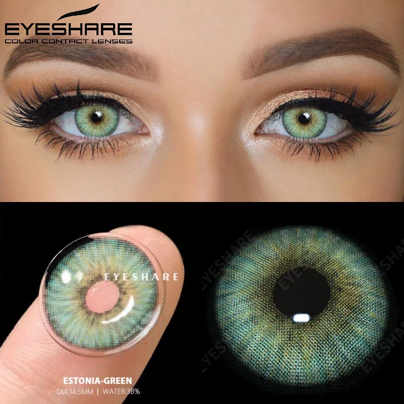 EYESHARE 1Pair New Colored Contact Lenses Green Eyes Lenses Natural Brown Eye Lenses Gray Contact Lenses Yearly Contact Lenses