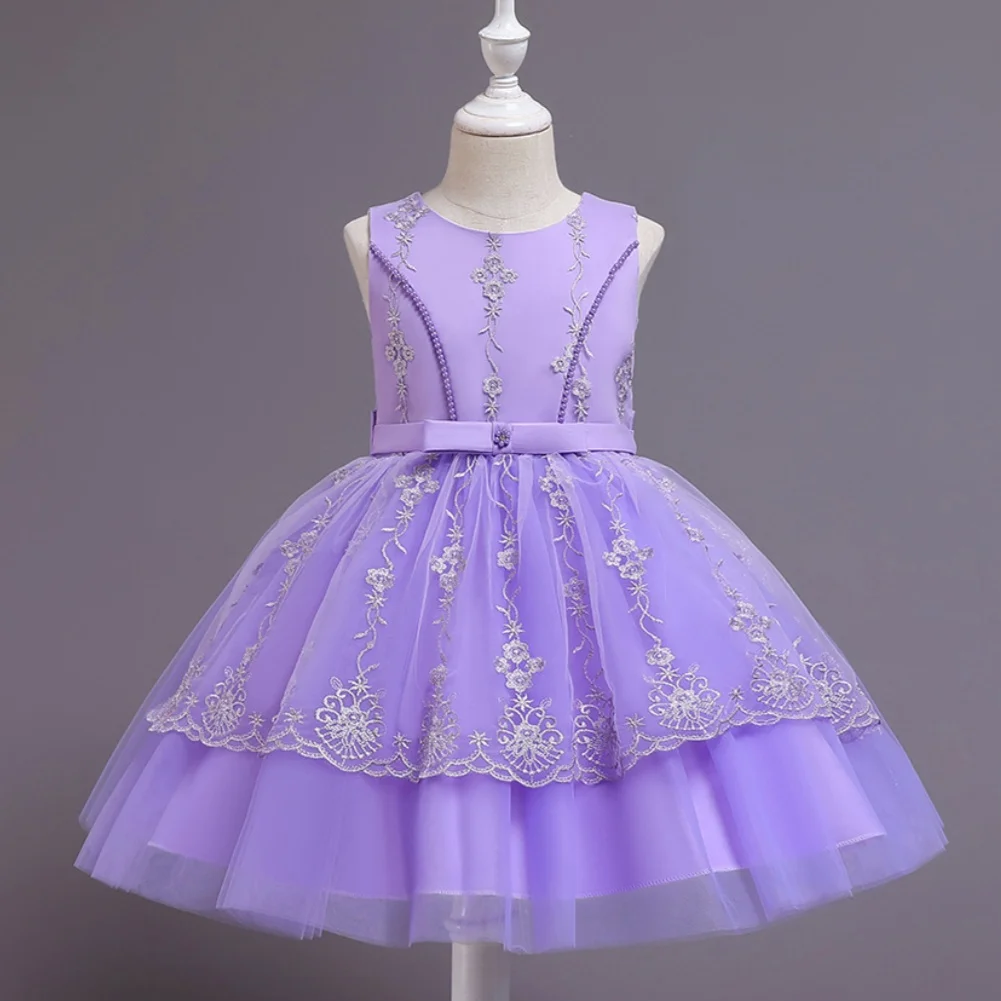 Baby Girls Party Party Princess Dresses For Christening Graduation Preschool 2 3 8 10 Years Children\'s Presentation Lilac Dress