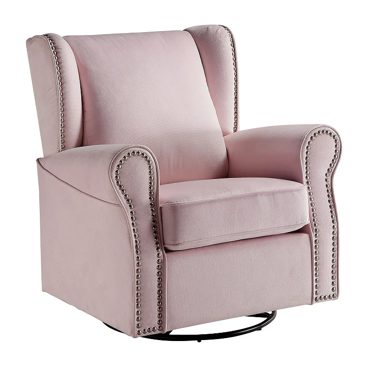 #Pink Modern Fabric Glider Chair With  Durable And Soft Leisure Chair For Living Room
