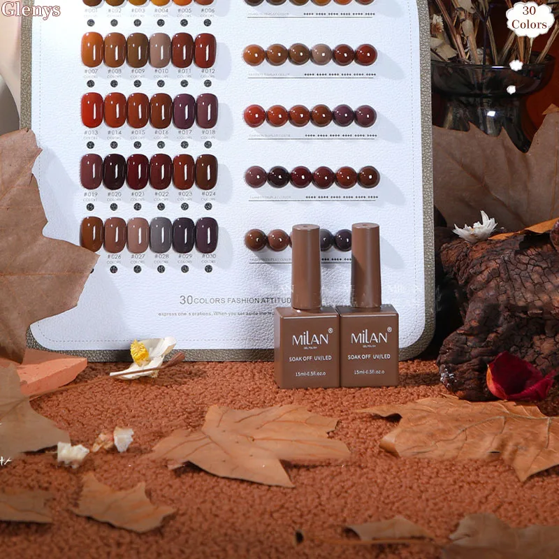 Glenys 30 cores esmalte cola para outono e inverno imersão gel cor correspondência cartão salão de beleza arte essencial verniz conjunto