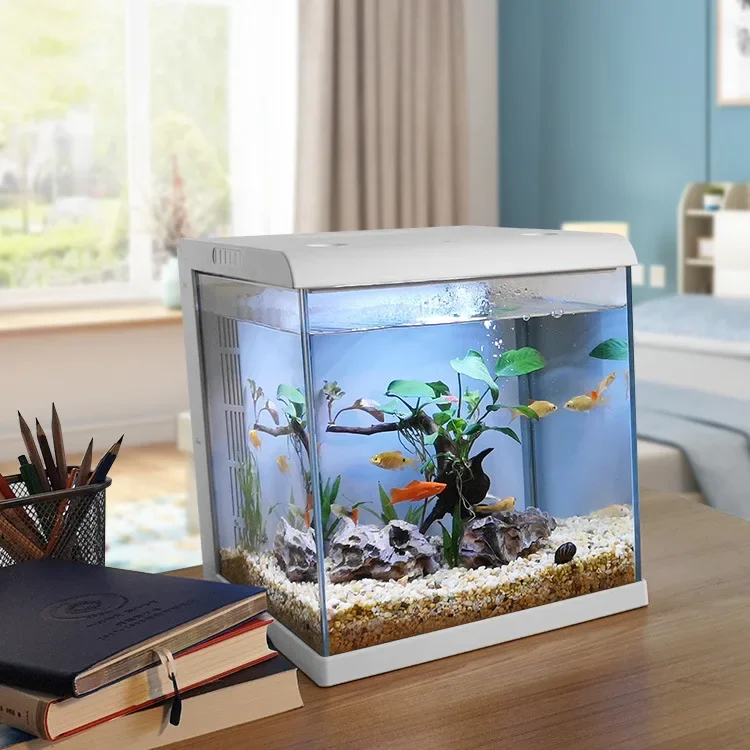 Intelligent ecological fish tank free aquarium creative self-cleaning small desktop decorative glass tank