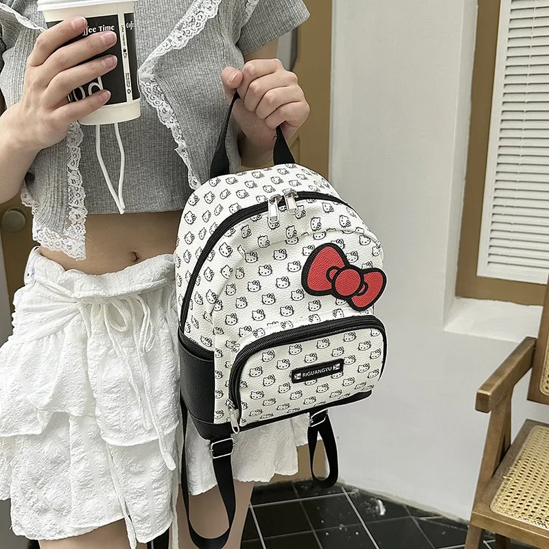 Sanrio Hello Kitty, новый модный водонепроницаемый женский рюкзак из искусственной кожи, легкая повседневная мини-школьная сумка, сумка для закусок на выход