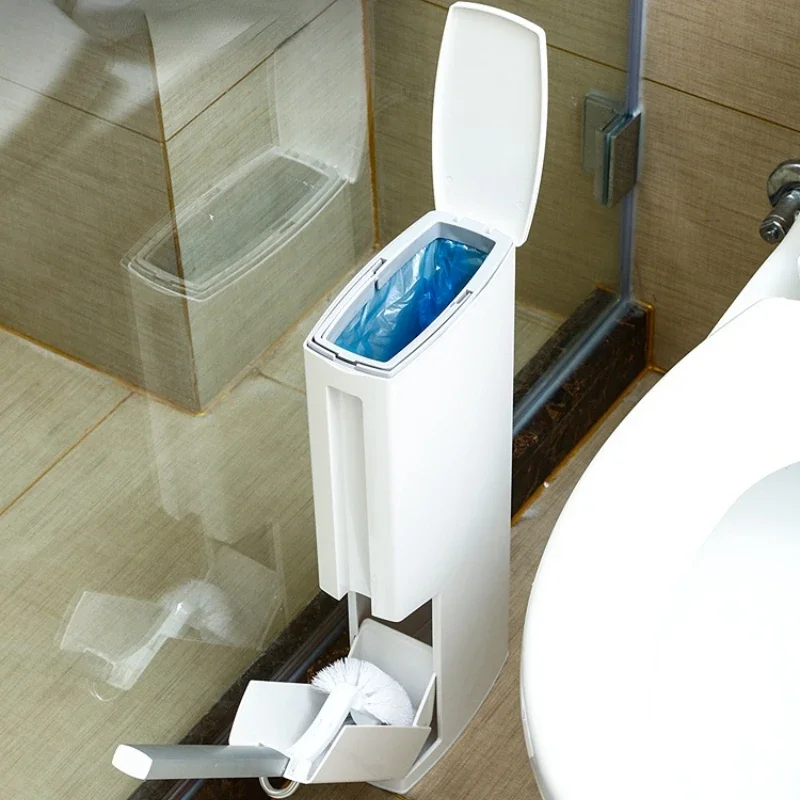 Narrow Slot Trash Can Toilet Brush Set Extremely Narrow Gap Household Bathroom Ultra Narrow Toilet Basket