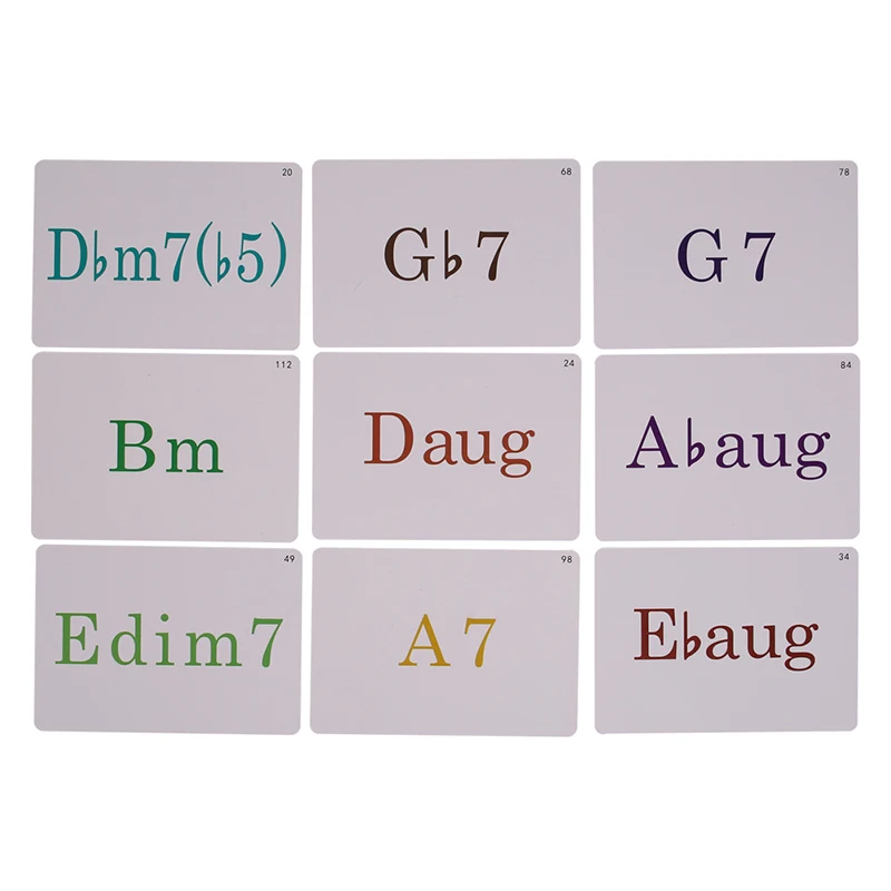 120 Tabla de acordes de piano Tarjetas flash de acordes de referencia de piano eléctrico colorido, Suministros para profesores de música para principiantes de música de piano