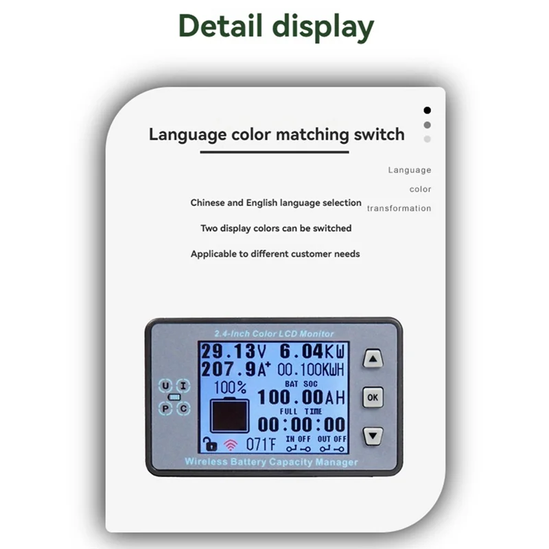 

Беспроводной Bluetooth-кулометр, тестер емкости аккумулятора, амперметр, вольтметр с цветным экраном 2,4 дюйма для электромобиля, автофургона