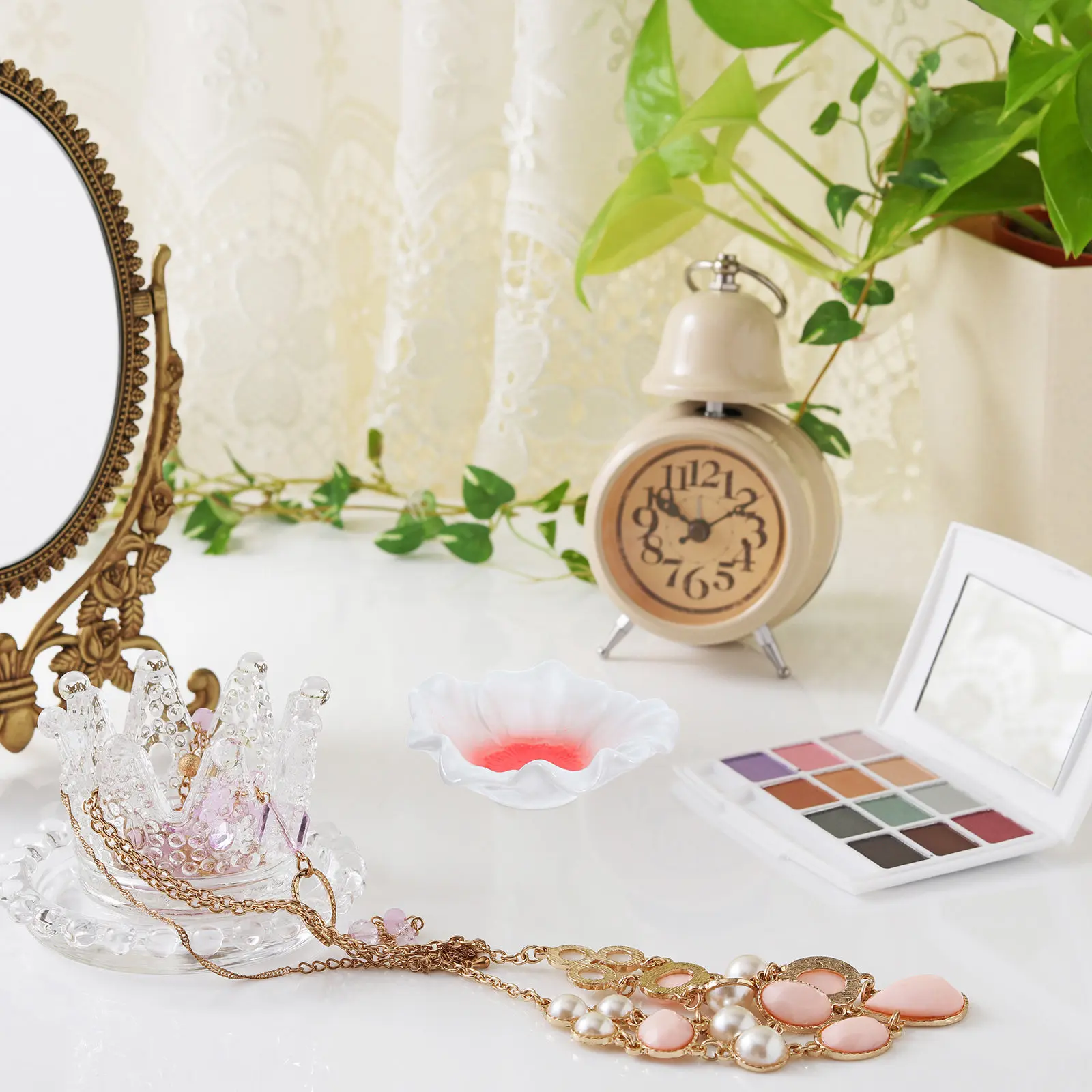 Ceramic Jewelry Tray Gradient Flower Shape Trinket Dish Jewelry Holder Vanity Decorative Plate for Rings Necklaces Earrings